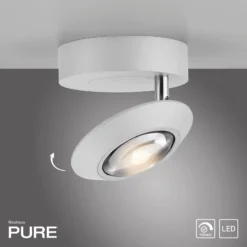 LED-Deckenlampe PURE Oculis, weiß, Ø 15 cm, Eisen/Glas