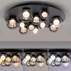 LED-Deckenlampe PURE Popup, grau/rauchgrau, Ø 60 cm, 11-fl.