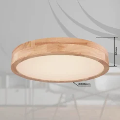 LED-Deckenlampe Rainer, Ø 40 cm, Holzoptik, Metall, CCT