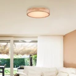 LED-Deckenlampe Rainer, Ø 40 cm, Holzoptik, Metall, CCT