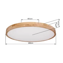 LED-Deckenlampe Rainer, Ø 80 cm, Holzoptik, Metall, CCT