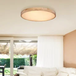 LED-Deckenlampe Rainer, Ø 80 cm, Holzoptik, Metall, CCT