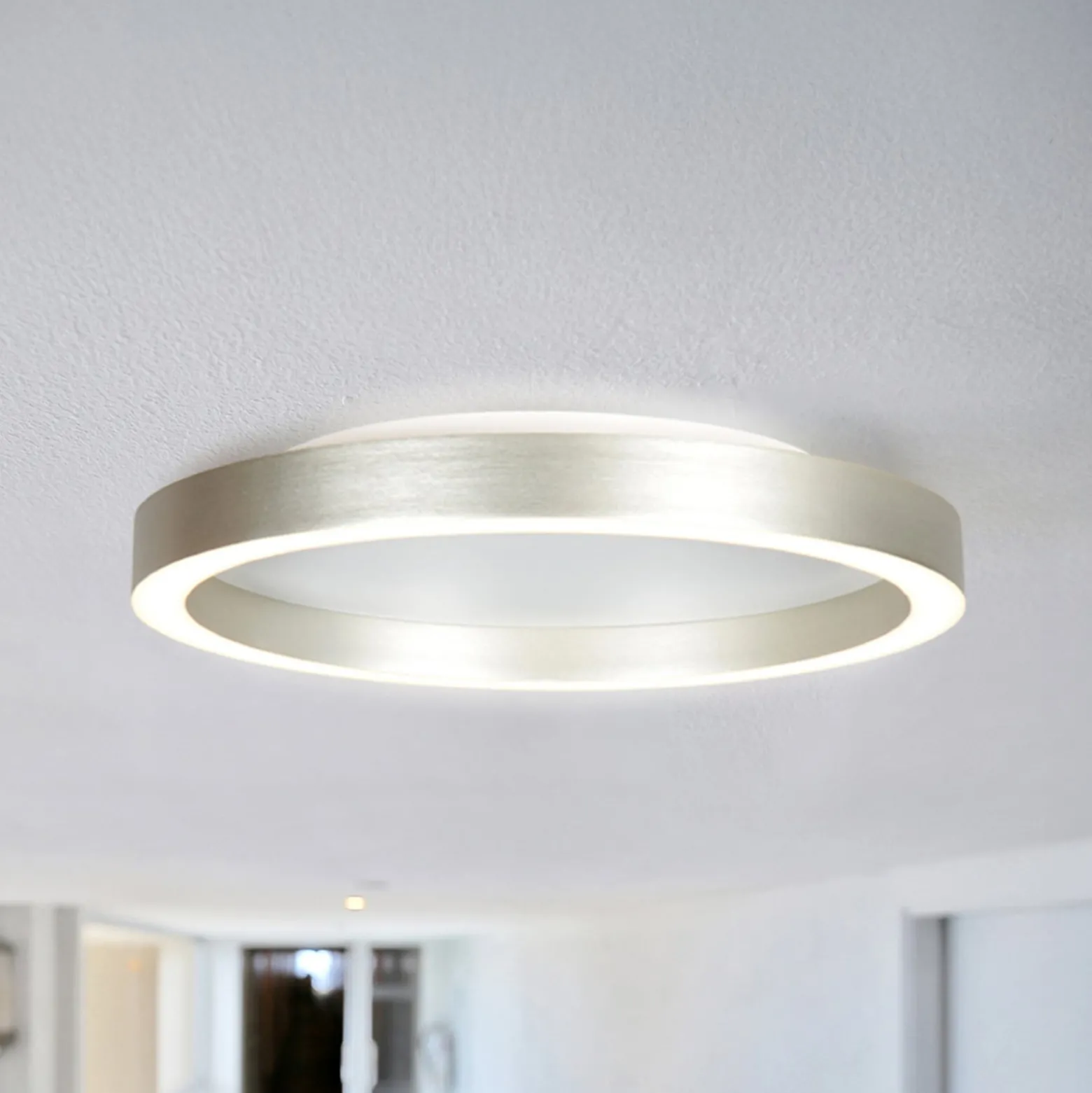 LED-Deckenlampe Ringlux, stahlgrau, Ø 40 cm, Metall, 2.700 K