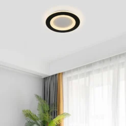LED-Deckenlampe Ringo, Ø 39 cm, schwarz/weiß Eisen/Acryl CCT