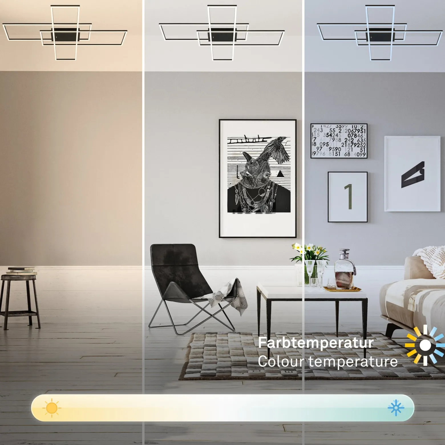 LED-Deckenlampe Roami, 104x71cm, schwarz, CCT, Fernbedienung