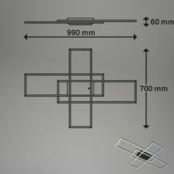 LED-Deckenlampe Roami, 104x71cm, schwarz, CCT, Fernbedienung