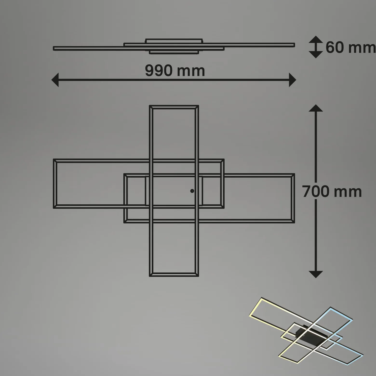 LED-Deckenlampe Roami, 104x71cm, schwarz, CCT, Fernbedienung