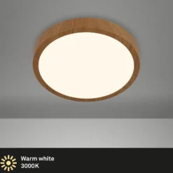LED-Deckenlampe Runa Wood Holzoptik 3.000 K Ø38cm