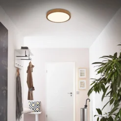 LED-Deckenlampe Runa Wood Holzoptik 3.000 K Ø38cm