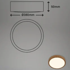 LED-Deckenlampe Runa Wood Holzoptik 3.000 K Ø38cm