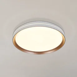 LED-Deckenlampe Saucer, weiß/latte, Ø 39 cm, Eisen/Acryl