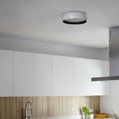 LED-Deckenlampe Shoku, weiß/schwarz, Aluminium/PMMA, Ø 35 cm