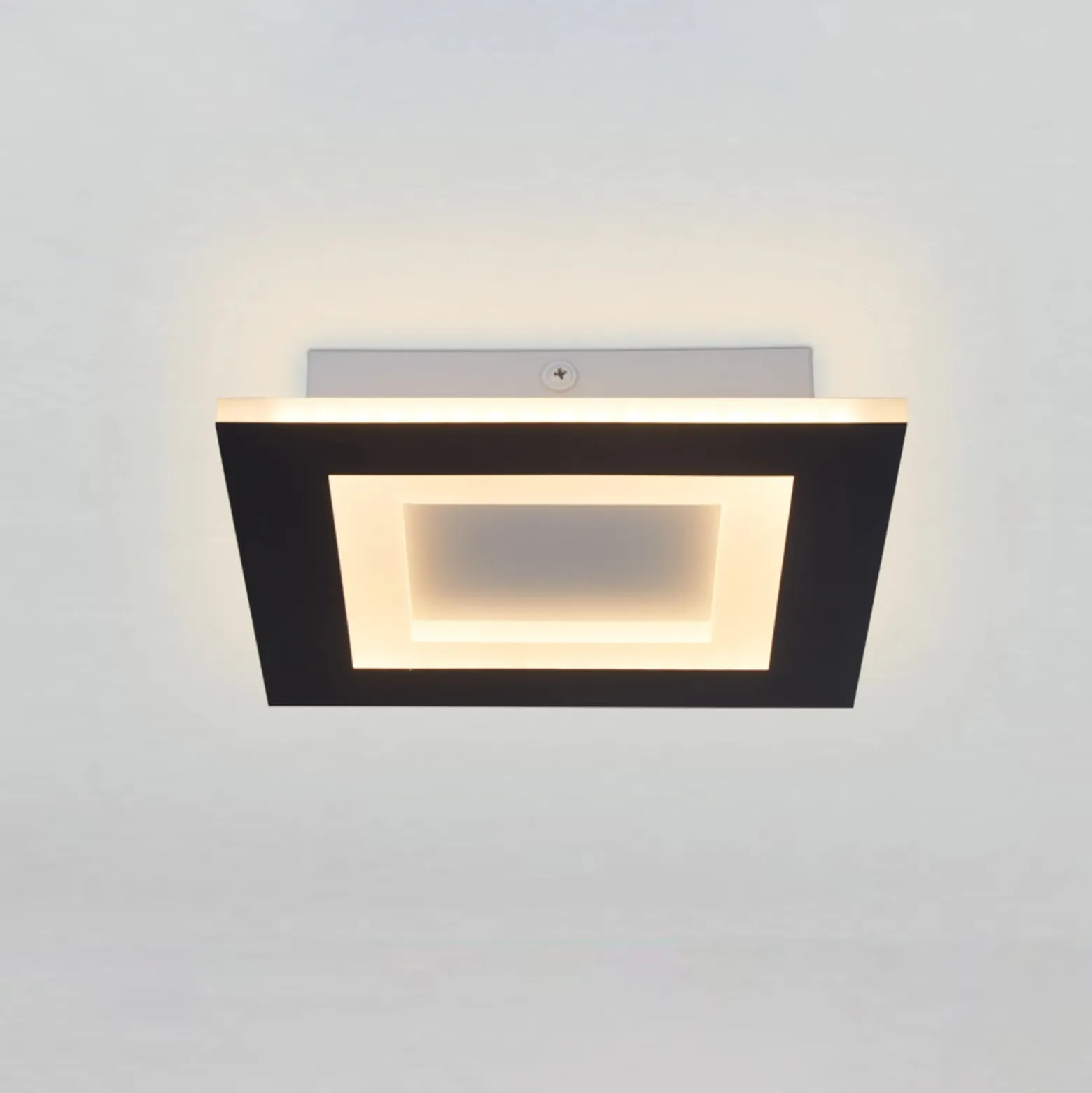 LED-Deckenlampe Squary, Länge 25 cm, schwarz/weiß Eisen, CCT