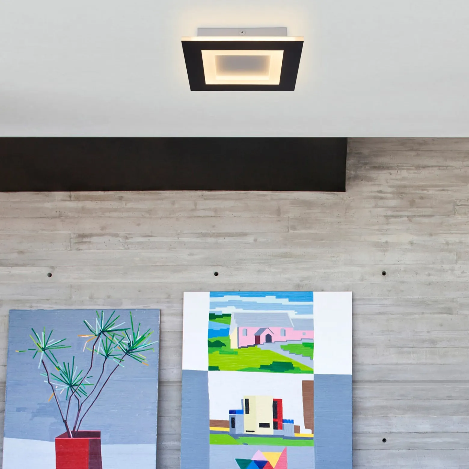 LED-Deckenlampe Squary, Länge 25 cm, schwarz/weiß Eisen, CCT