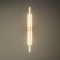 LED-Deckenlampe Tinka, holzfarben/schwarz, Länge 98 cm