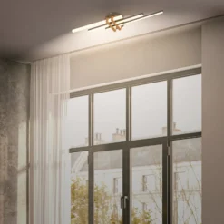 LED-Deckenlampe Tinka, holzfarben/schwarz, Länge 78 cm