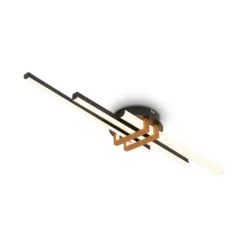 LED-Deckenlampe Tinka, holzfarben/schwarz, Länge 78 cm