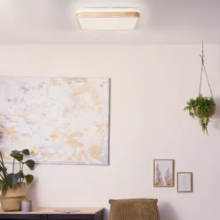 LED-Deckenlampe Tumeo, Länge 40 cm, holz hell, Metall/Holz