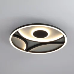 LED-Deckenlampe Zendisc, Motiv Halbkreis, Ø 39 cm, schwarz