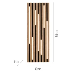 LED-Deckenleuchte Akustik, 80 x 30 cm, Holz natur, Metall