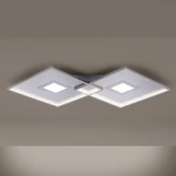 LED-Deckenleuchte Amara, zwei Quadrate, silber