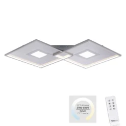 LED-Deckenleuchte Amara, zwei Quadrate, silber