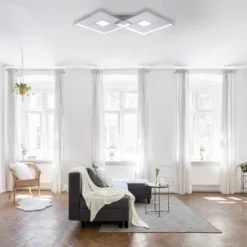 LED-Deckenleuchte Amara, zwei Quadrate, silber