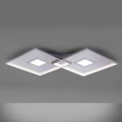 LED-Deckenleuchte Amara, zwei Quadrate, silber