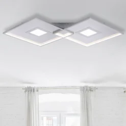 LED-Deckenleuchte Amara, zwei Quadrate, silber