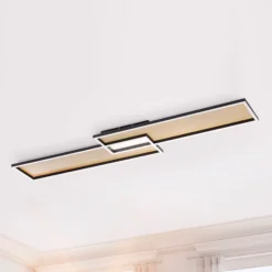 LED-Deckenleuchte Amara, zwei Rechtecke, schwarz