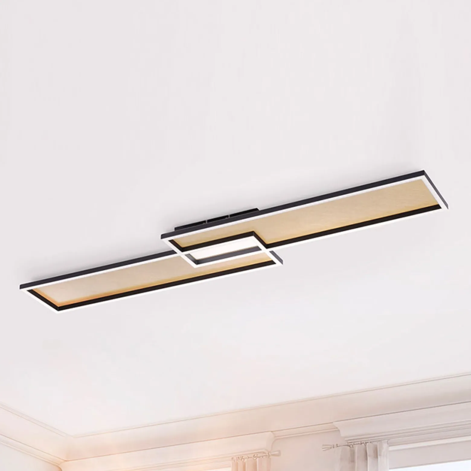 LED-Deckenleuchte Amara, zwei Rechtecke, schwarz