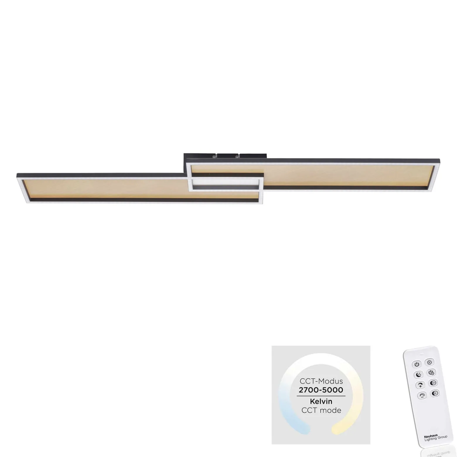LED-Deckenleuchte Amara, zwei Rechtecke, schwarz