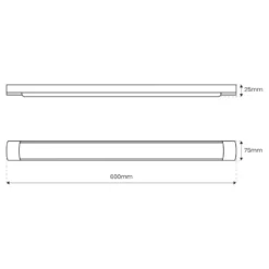 LED-Deckenleuchte Batten, Länge 60 cm, Alu, weiß, 4.000 K