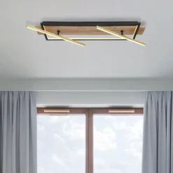 LED-Deckenleuchte Beatrix, Länge 81,5 cm, holz/schwarz, Holz