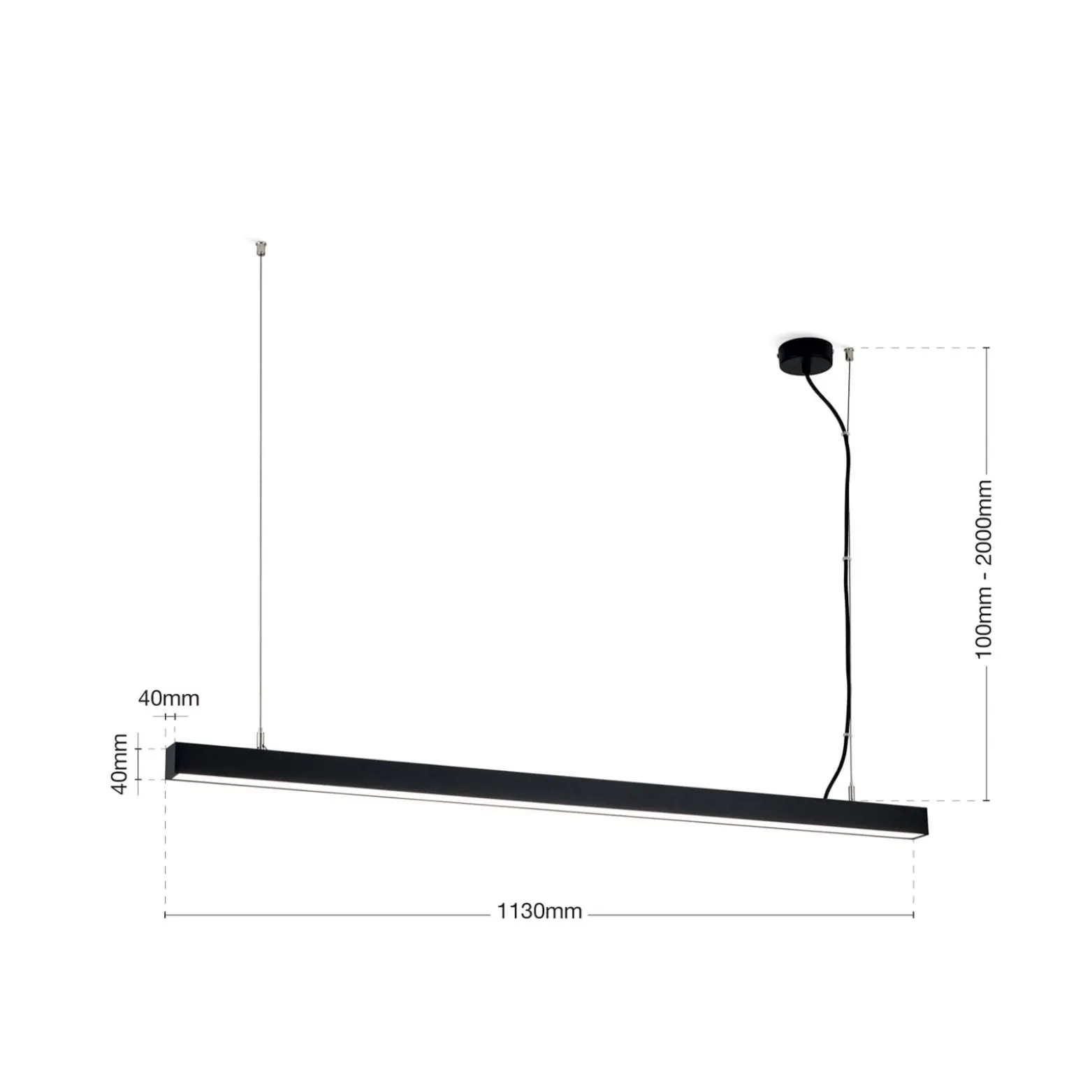 LED-Deckenleuchte Bounce, schwarz, Länge 113 cm, CCT, Alu