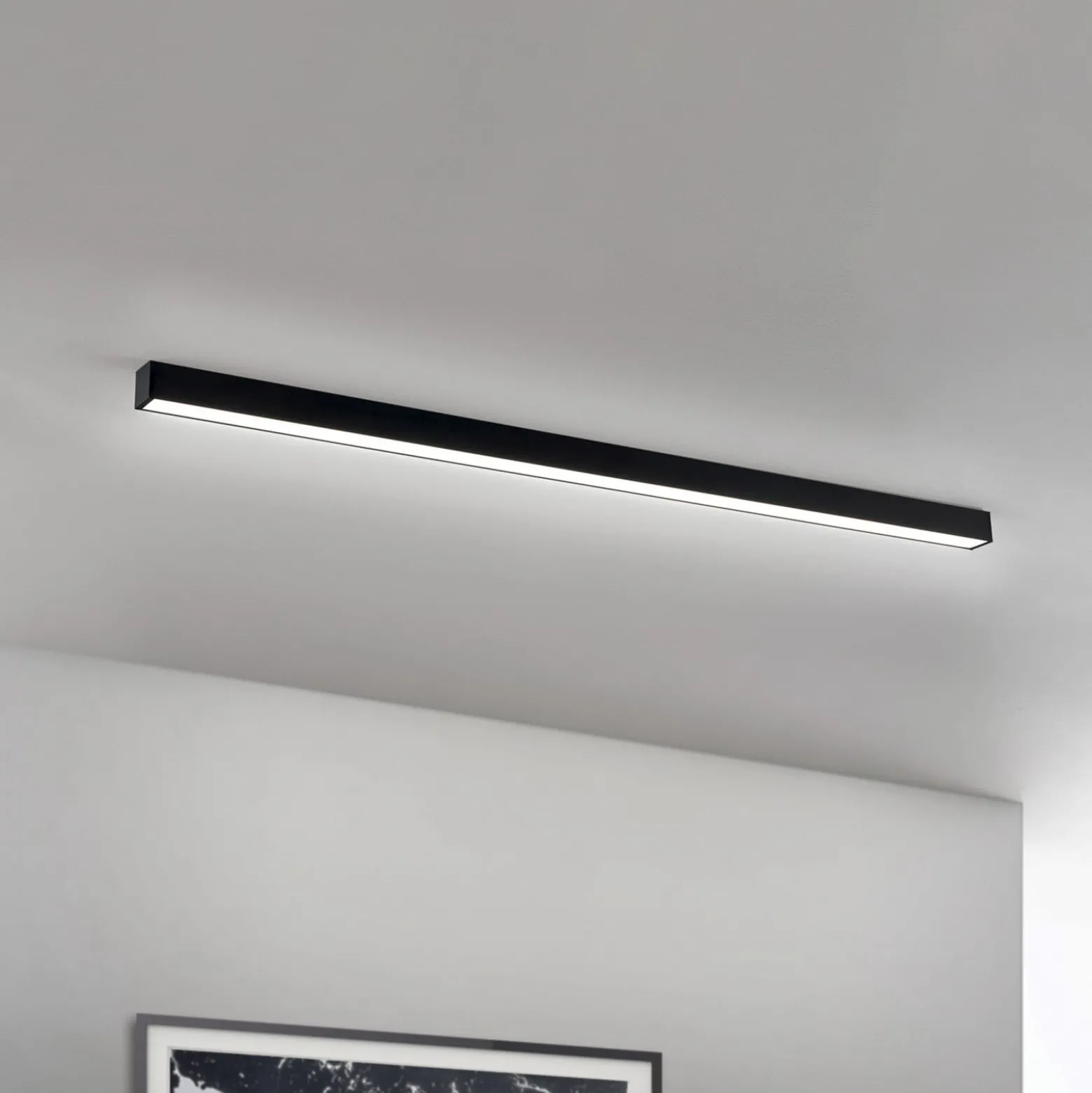 LED-Deckenleuchte Bounce, schwarz, Länge 113 cm, CCT, Alu