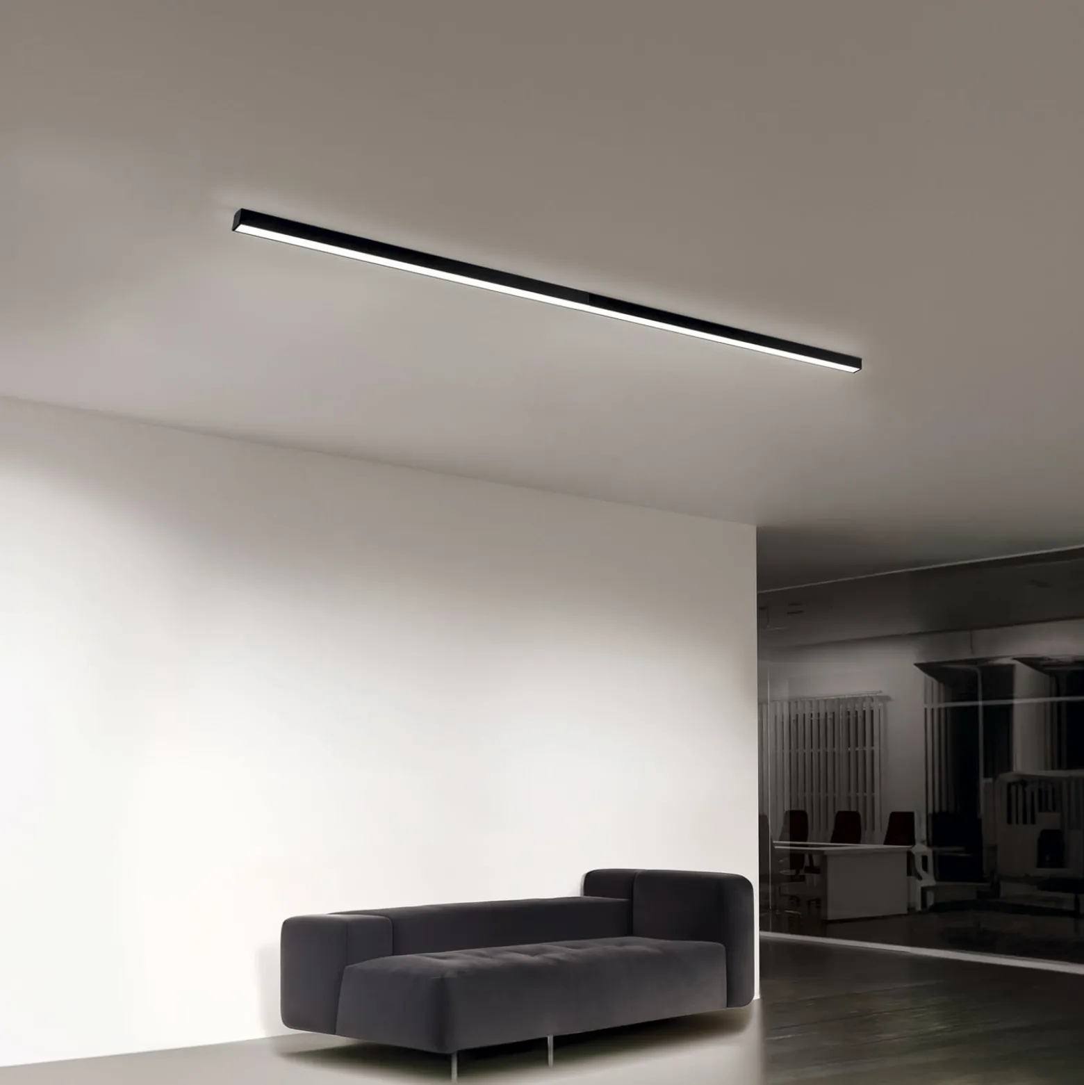 LED-Deckenleuchte Bounce, schwarz, Länge 113 cm, CCT, Alu