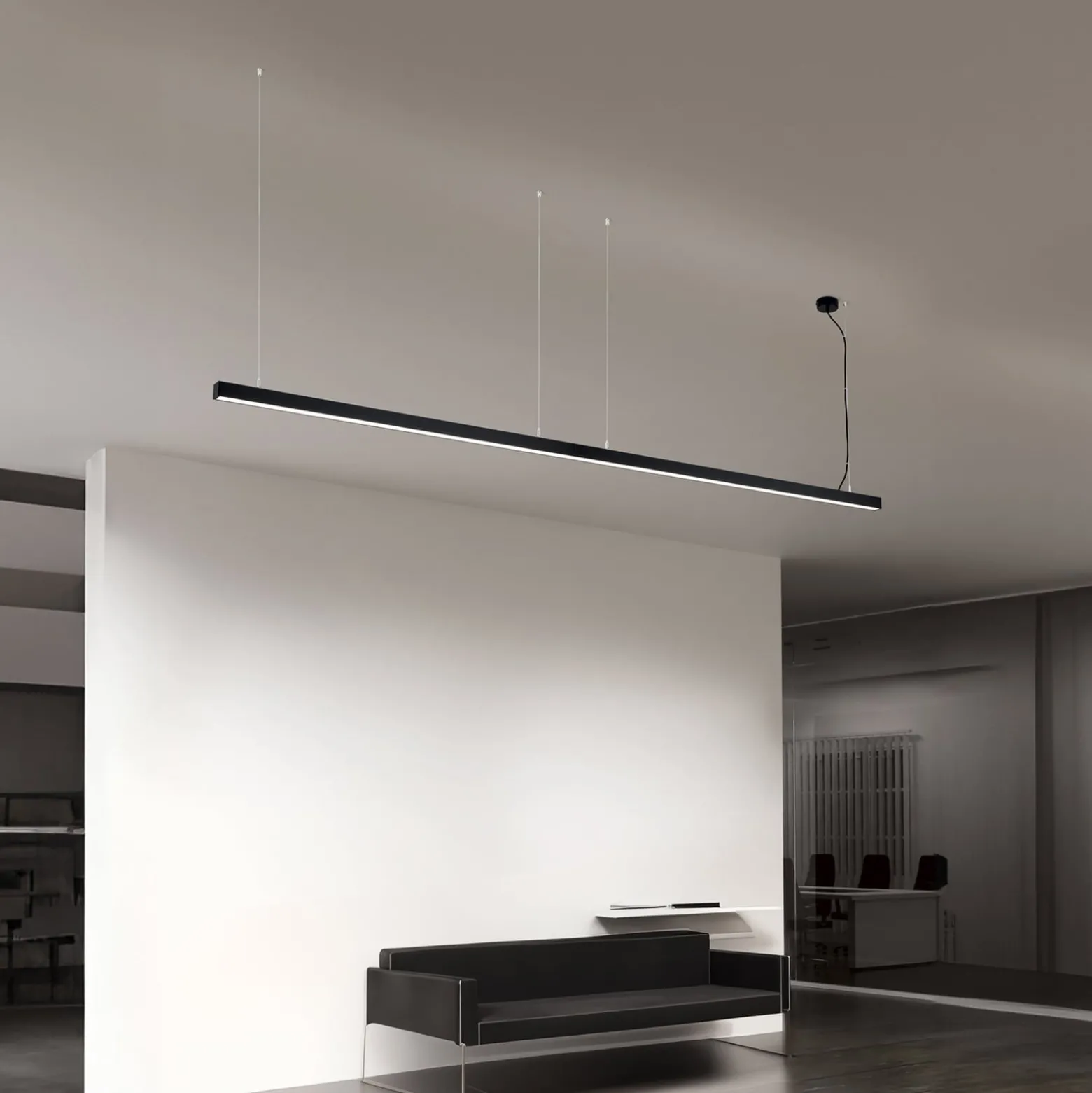 LED-Deckenleuchte Bounce, schwarz, Länge 113 cm, CCT, Alu