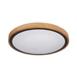 LED-Deckenleuchte Bruno mit Holzrahmen CCT Ø 30 cm