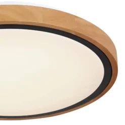 LED-Deckenleuchte Bruno mit Holzrahmen CCT Ø 30 cm
