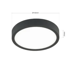 LED-Deckenleuchte Bully in Schwarz, 3.000 K, Ø14cm