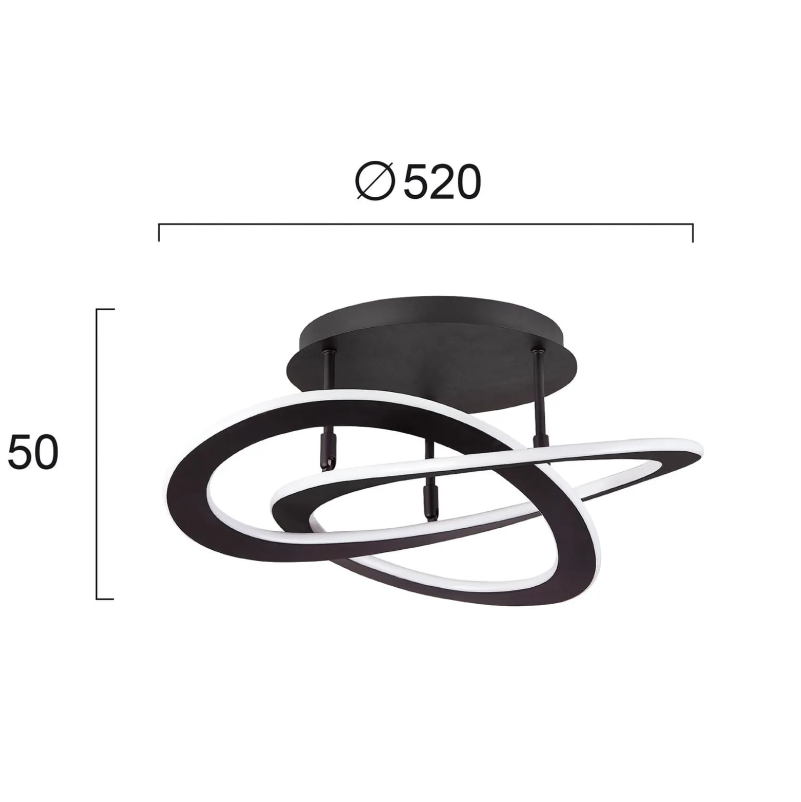 LED-Deckenleuchte Charlie, Ø 52 cm, schwarz