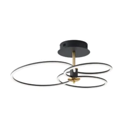 LED-Deckenleuchte Charlotte, 3 Ringe, schwarz/gold
