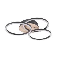 LED-Deckenleuchte Circle 3-flg. Fernbedienung Holz