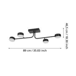 LED-Deckenleuchte Clavellina, schwarz, vierflammig