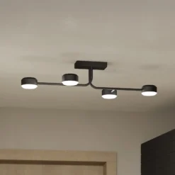 LED-Deckenleuchte Clavellina, schwarz, vierflammig