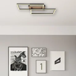LED-Deckenleuchte Colli, Breite 49 cm, Holz dunkel, Holz