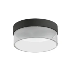 LED-Deckenleuchte Crumb, schwarz, Ø 15,4 cm, Eisen, Glas