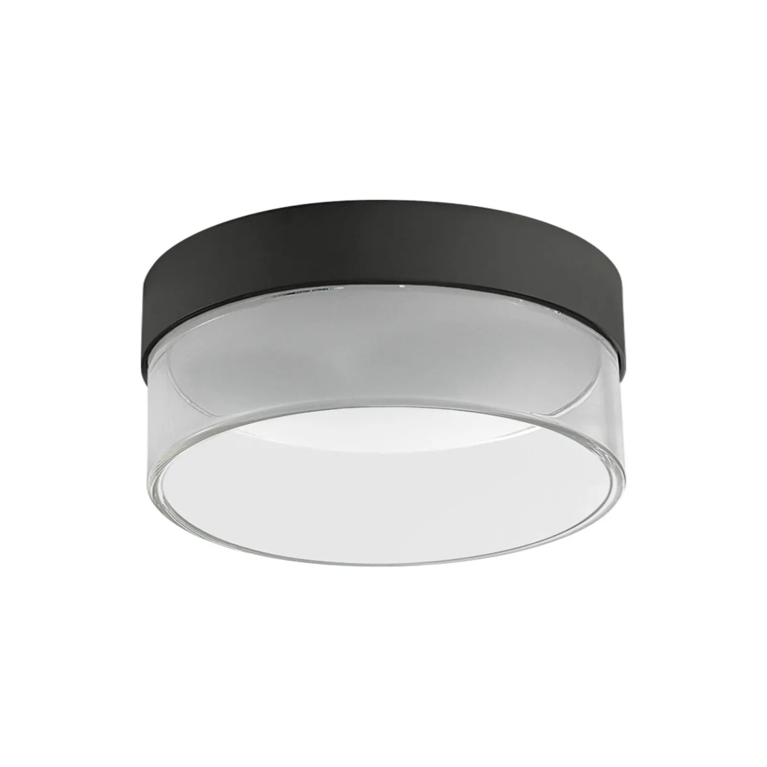LED-Deckenleuchte Crumb, schwarz, Ø 15,4 cm, Eisen, Glas