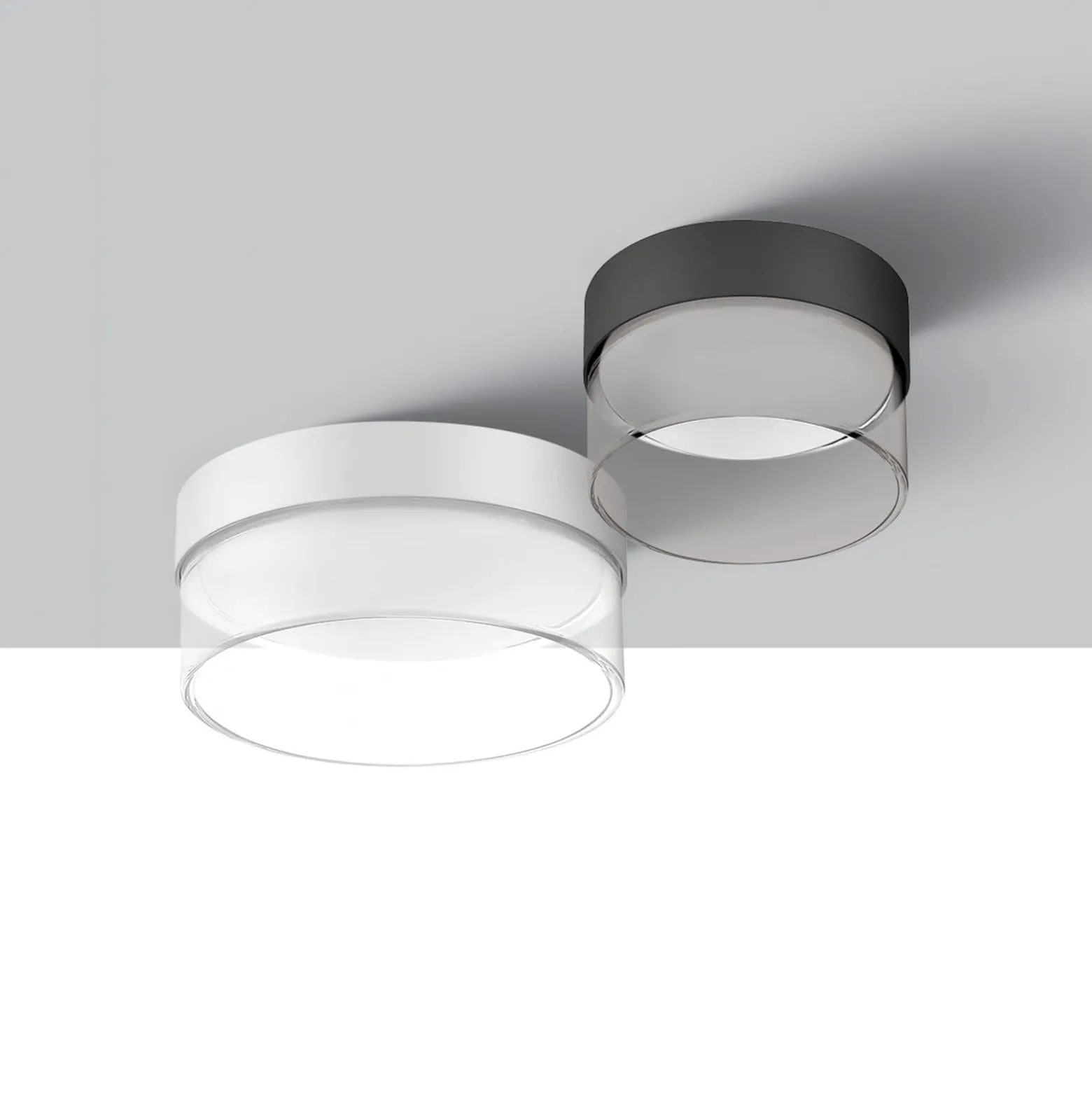 LED-Deckenleuchte Crumb, schwarz, Ø 15,4 cm, Eisen, Glas